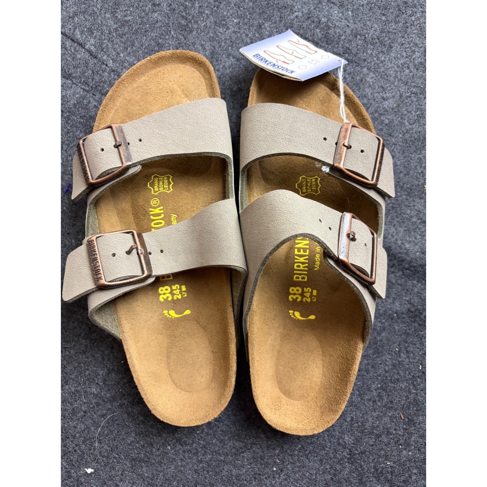 Birkenstock Arizona Stone Gray Birko-Flor Sandals 38 L7 M5 Made in Germany